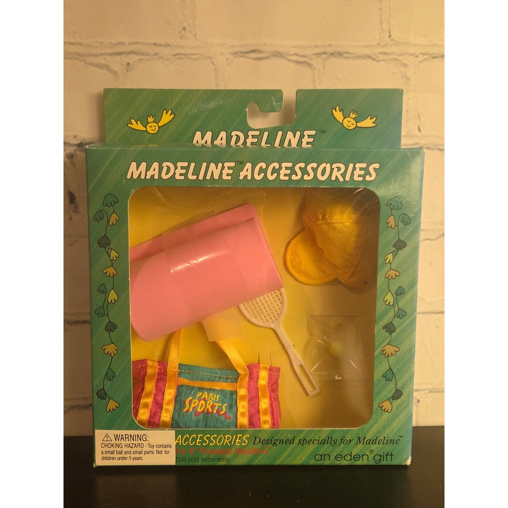 Vintage Madeline Doll Accessories Paris Sports Gym Tennis Set Eden Toys NIB 8in